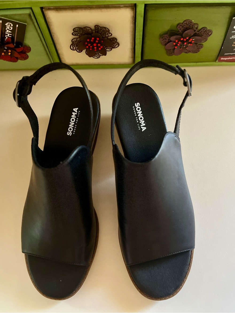 NWT Sonoma Women’s Black Slingback Sandals, Size 8.5M